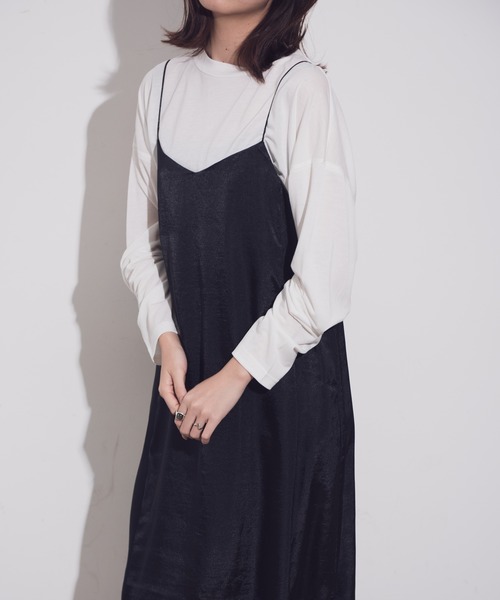 Aunt Marie's（アントマリーズ）の「AUNT MARIE'S 後ろリボンサテンキャミワンピース（ワンピース・レディース・ブラック/パープル/カーキ・FREE）」の9枚目の写真