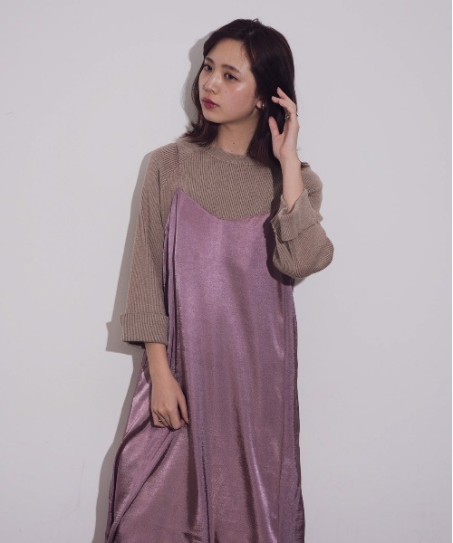 Aunt Marie's（アントマリーズ）の「AUNT MARIE'S 後ろリボンサテンキャミワンピース（ワンピース・レディース・ブラック/パープル/カーキ・FREE）」の15枚目の写真