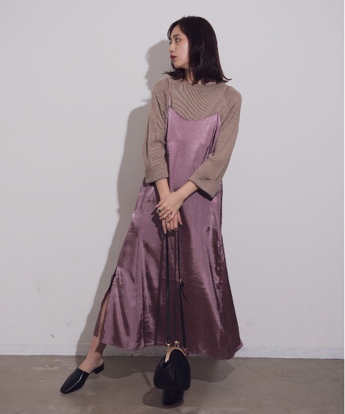 Aunt Marie's（アントマリーズ）の「AUNT MARIE'S 後ろリボンサテンキャミワンピース（ワンピース・レディース・ブラック/パープル/カーキ・FREE）」の16枚目の写真