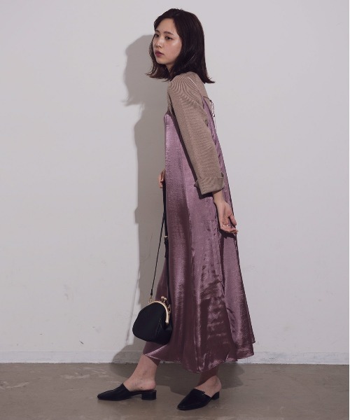 Aunt Marie's（アントマリーズ）の「AUNT MARIE'S 後ろリボンサテンキャミワンピース（ワンピース・レディース・ブラック/パープル/カーキ・FREE）」の18枚目の写真