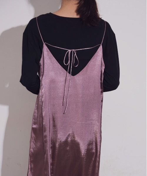 Aunt Marie's（アントマリーズ）の「AUNT MARIE'S 後ろリボンサテンキャミワンピース（ワンピース・レディース・ブラック/パープル/カーキ・FREE）」の21枚目の写真