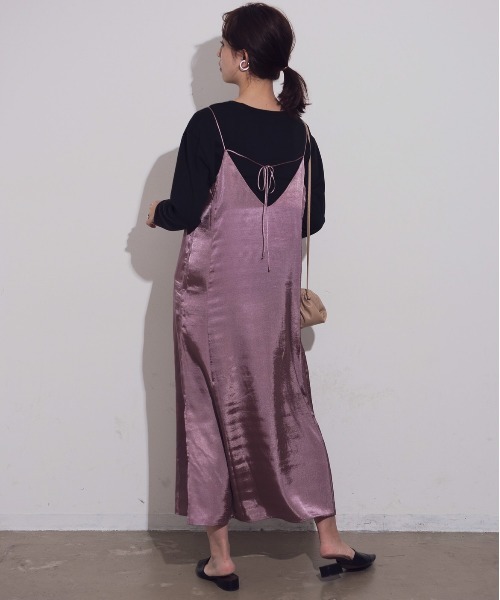 Aunt Marie's（アントマリーズ）の「AUNT MARIE'S 後ろリボンサテンキャミワンピース（ワンピース・レディース・ブラック/パープル/カーキ・FREE）」の22枚目の写真