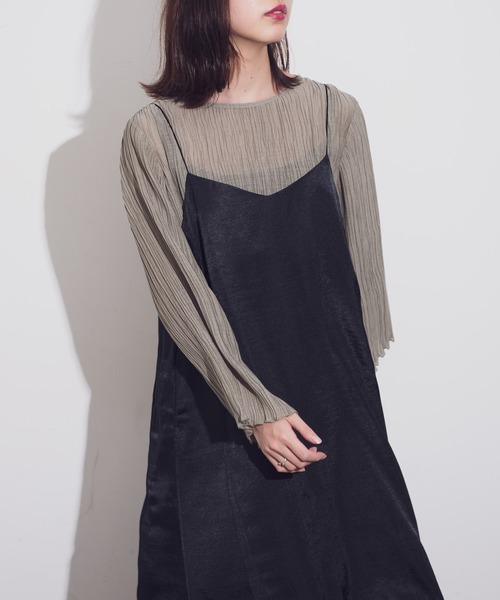 Aunt Marie's（アントマリーズ）の「AUNT MARIE'S 後ろリボンサテンキャミワンピース（ワンピース・レディース・ブラック/パープル/カーキ・FREE）」の12枚目の写真