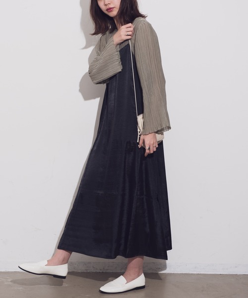 Aunt Marie's（アントマリーズ）の「AUNT MARIE'S 後ろリボンサテンキャミワンピース（ワンピース・レディース・ブラック/パープル/カーキ・FREE）」の11枚目の写真