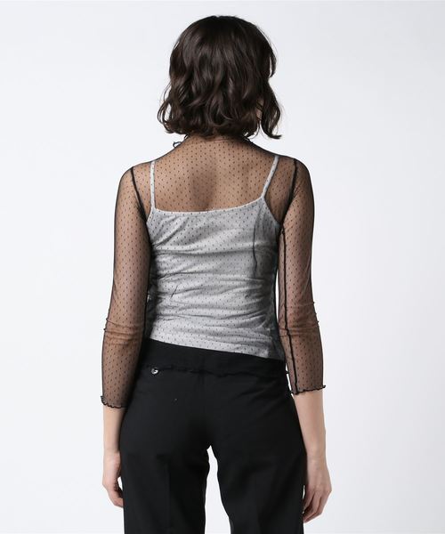 DING（ディング）の「DING/ドットチュールトップス（Tシャツ/カットソー・レディース・ホワイト/ブラック・FREE）」の12枚目の写真