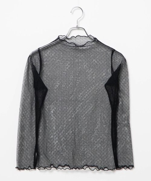 DING（ディング）の「DING/ドットチュールトップス（Tシャツ/カットソー・レディース・ホワイト/ブラック・FREE）」の6枚目の写真