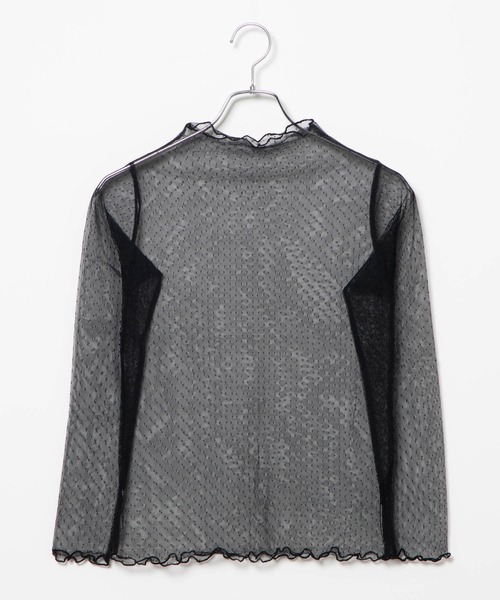 DING（ディング）の「DING/ドットチュールトップス（Tシャツ/カットソー・レディース・ホワイト/ブラック・FREE）」の7枚目の写真