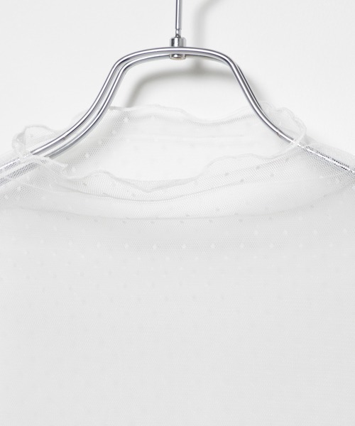 DING（ディング）の「DING/ドットチュールトップス（Tシャツ/カットソー・レディース・ホワイト/ブラック・FREE）」の8枚目の写真