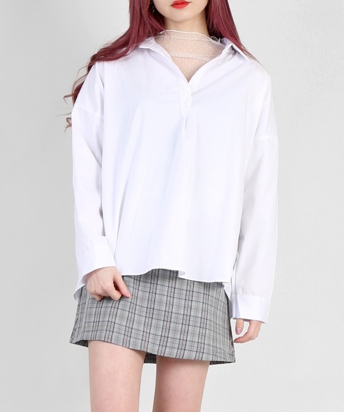 DING（ディング）の「DING/ドットチュールトップス（Tシャツ/カットソー・レディース・ホワイト/ブラック・FREE）」の13枚目の写真