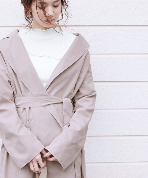 reca(レカ)の「サイドスリットロングコート(トレンチコート・レディース・カーキ/ベージュ/グレイッシュベージュ/サンドベージュ・L/M)」の5枚目の写真
