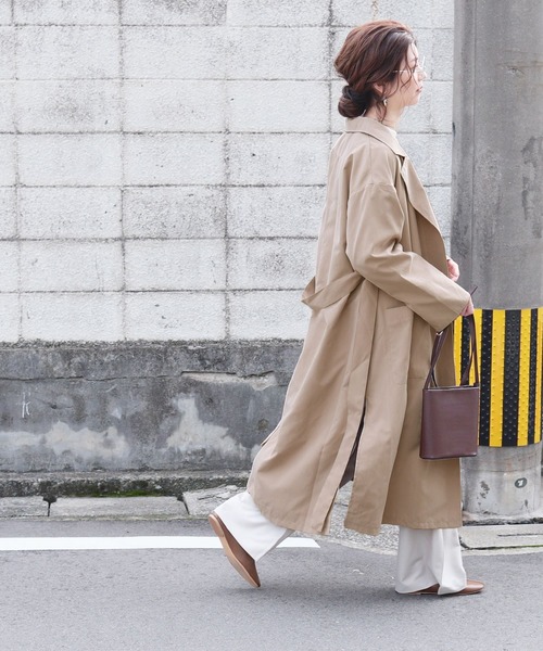 reca(レカ)の「サイドスリットロングコート(トレンチコート・レディース・カーキ/ベージュ/グレイッシュベージュ/サンドベージュ・L/M)」の18枚目の写真