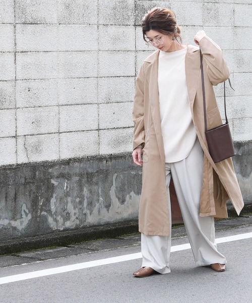 reca(レカ)の「サイドスリットロングコート(トレンチコート・レディース・カーキ/ベージュ/グレイッシュベージュ/サンドベージュ・L/M)」の19枚目の写真