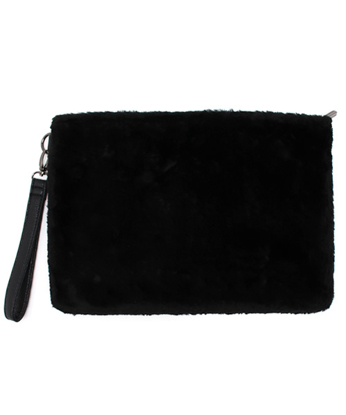 ROSE BUD（ローズバッド）の「(LL ACCESSORIES)B1683 FUR/SQ CLUTCH BAG（クラッチバッグ・レディース・ブラック/クリーム/ブルー・ONE SIZE）」の2枚目の写真