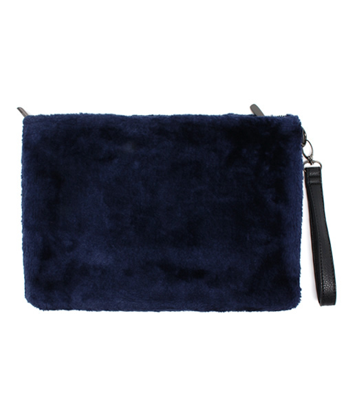 ROSE BUD（ローズバッド）の「(LL ACCESSORIES)B1683 FUR/SQ CLUTCH BAG（クラッチバッグ・レディース・ブラック/クリーム/ブルー・ONE SIZE）」の11枚目の写真