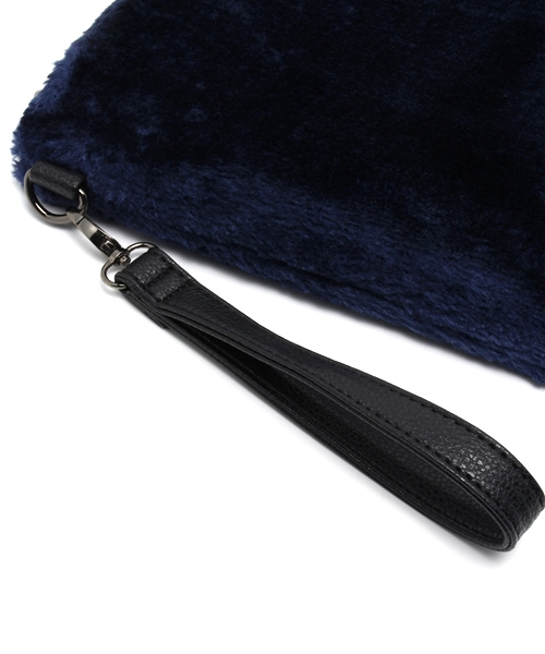 ROSE BUD（ローズバッド）の「(LL ACCESSORIES)B1683 FUR/SQ CLUTCH BAG（クラッチバッグ・レディース・ブラック/クリーム/ブルー・ONE SIZE）」の10枚目の写真