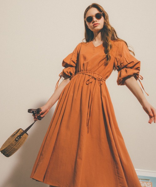 Heather（ヘザー）の「ソデボリュームコットンワンピース　886599（ワンピース・レディース・オレンジ系その他/ベージュ系その他/グリーン系その他・FREE）」の3枚目の写真