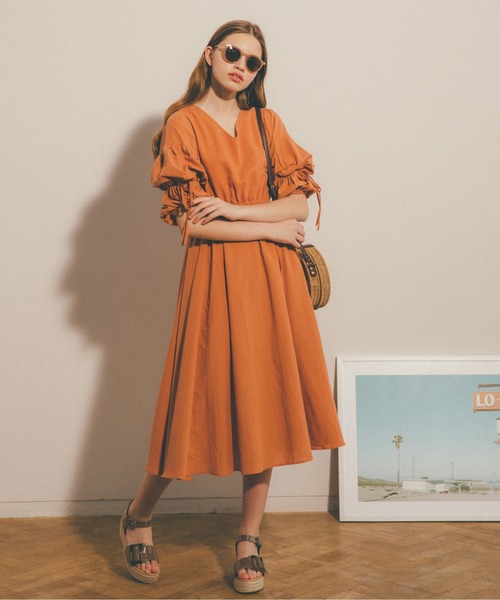 Heather（ヘザー）の「ソデボリュームコットンワンピース　886599（ワンピース・レディース・オレンジ系その他/ベージュ系その他/グリーン系その他・FREE）」の6枚目の写真