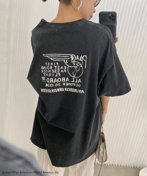 Ameri（アメリ）の「PAN AM LOOSE TEE（Tシャツ/カットソー・レディース・ホワイト/スミクロ・FREE）」の2枚目の写真