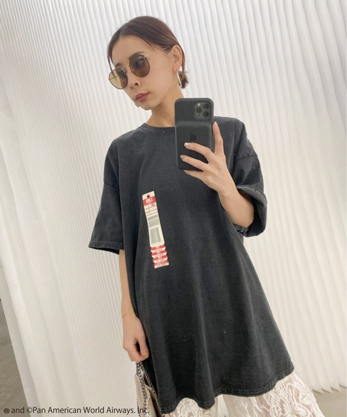 Ameri（アメリ）の「PAN AM LOOSE TEE（Tシャツ/カットソー・レディース・ホワイト/スミクロ・FREE）」の3枚目の写真