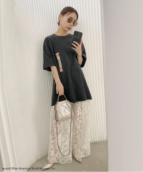 Ameri（アメリ）の「PAN AM LOOSE TEE（Tシャツ/カットソー・レディース・ホワイト/スミクロ・FREE）」の4枚目の写真