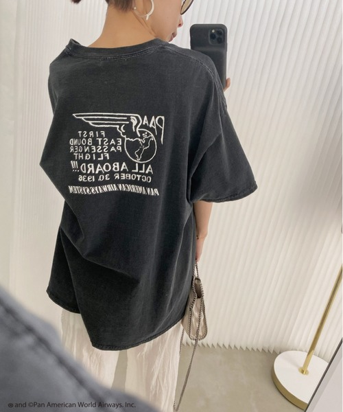 Ameri（アメリ）の「PAN AM LOOSE TEE（Tシャツ/カットソー・レディース・ホワイト/スミクロ・FREE）」の5枚目の写真