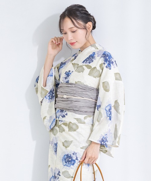SOUBIEN（ソウビエン）の「選べるレディース浴衣2点セット （浴衣＋帯）（浴衣・レディース・ホワイト系その他/ブラック系その他/グリーン系その他/ホワイト系その他2/ホワイト系その他3/ホワイト系その他4/ホワイト系その他5/ホワイト×イエロー/ホワイト×グリーン/ブルー系/ライトグレー系1/ブラック×ホワイト/ホワイト×ブラック/ブルー系1/ライトグレー系3/アイボリー/イエロー系/グレー系/チャコールグレー×パープル/ホワイト×パープル/グレイッシュブルー/ライトグレー系/グレイッシュベージュ/ライトグレー系2/グリーン系/ホワイト系その他6/グリーン系2/パープル系/スカイブルー系/ホワイト系/サックスブルー系/クリーム/パープル系1/ホワイト系1/ふじ色系/モーブ系1/モーブ系2/ホワイト系2/ライラック系/ライトオレンジ系/モーブ系/グレー系1/ベージュ系・FREE）」の14枚目の写真