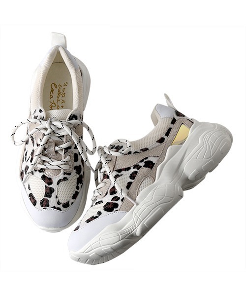 coca(ANDEX shoes product)(コカ)の「超軽量 厚底 アニマル柄 ダッドスニーカー(スニーカー・レディース・ブルー/ホワイト/ブラック・24.5cm/23cm/23.5cm/24cm)」の12枚目の写真