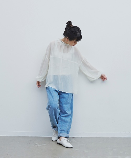 Libra Cue(リブラ キュー)の「Libra バックリボンシアーブラウス(シャツ/ブラウス・レディース・ホワイト/ブラック/ミント・FREE)」の22枚目の写真