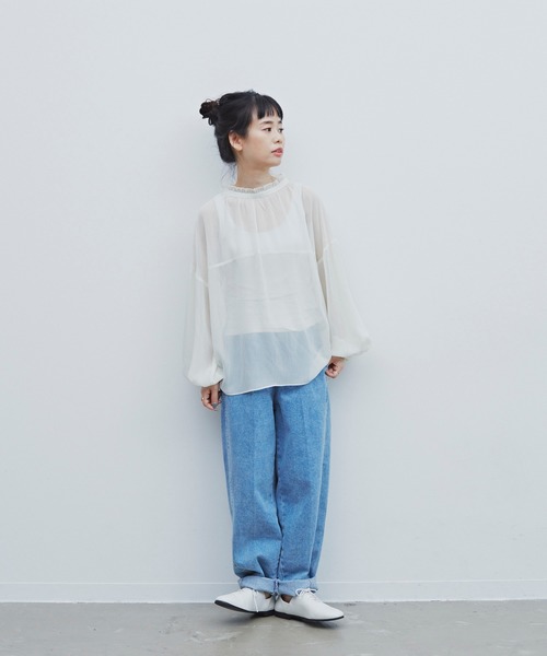 Libra Cue(リブラ キュー)の「Libra バックリボンシアーブラウス(シャツ/ブラウス・レディース・ホワイト/ブラック/ミント・FREE)」の9枚目の写真