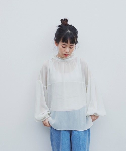 Libra Cue(リブラ キュー)の「Libra バックリボンシアーブラウス(シャツ/ブラウス・レディース・ホワイト/ブラック/ミント・FREE)」の15枚目の写真