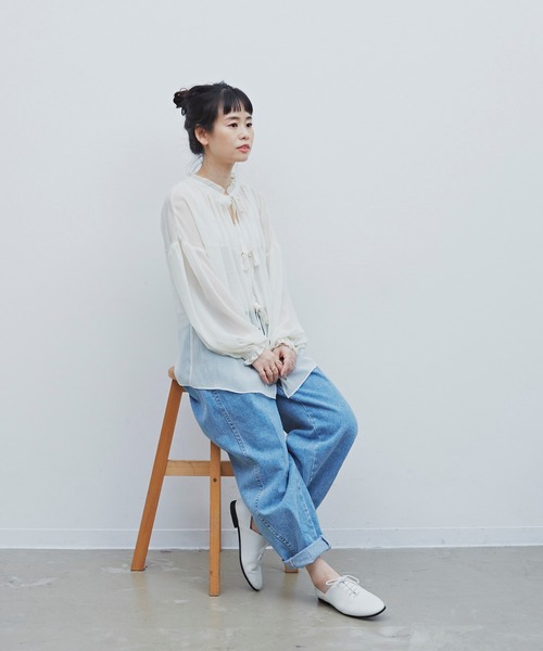 Libra Cue(リブラ キュー)の「Libra バックリボンシアーブラウス(シャツ/ブラウス・レディース・ホワイト/ブラック/ミント・FREE)」の14枚目の写真