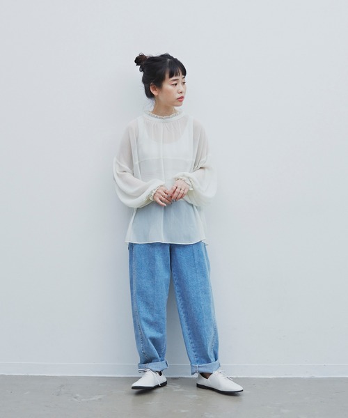 Libra Cue(リブラ キュー)の「Libra バックリボンシアーブラウス(シャツ/ブラウス・レディース・ホワイト/ブラック/ミント・FREE)」の8枚目の写真