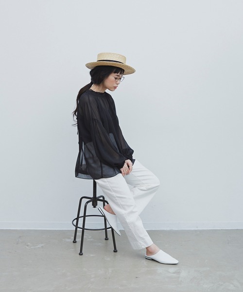 Libra Cue(リブラ キュー)の「Libra バックリボンシアーブラウス(シャツ/ブラウス・レディース・ホワイト/ブラック/ミント・FREE)」の6枚目の写真