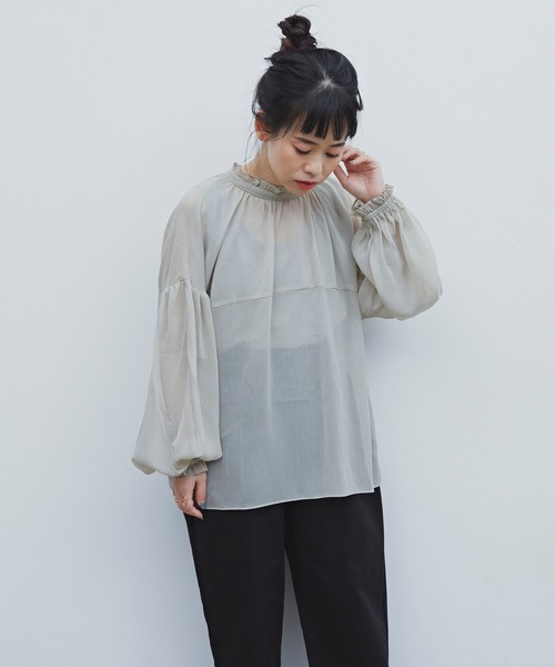 Libra Cue(リブラ キュー)の「Libra バックリボンシアーブラウス(シャツ/ブラウス・レディース・ホワイト/ブラック/ミント・FREE)」の5枚目の写真