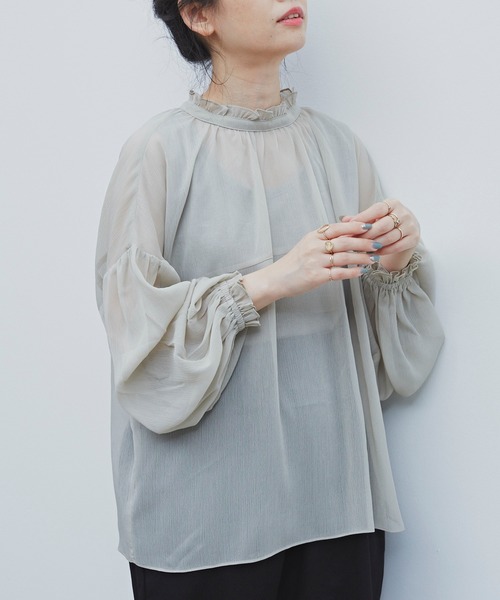 Libra Cue(リブラ キュー)の「Libra バックリボンシアーブラウス(シャツ/ブラウス・レディース・ホワイト/ブラック/ミント・FREE)」の4枚目の写真