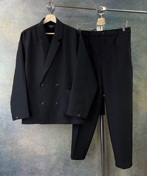 Beno（ビーノ）の「ポリトロ / W テーラード シャツ ジャケット × タック テーパードパンツ（セットアップ・メンズ・ブラック/ライトグレー/アッシュブラウン/ダークベージュ/ライトベージュ・L/M）」の2枚目の写真