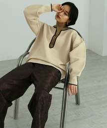 CLEIO | 【CLEIO】【ノベルティー対象】リップル編み配色スリットネックニット(ニット/セーター)