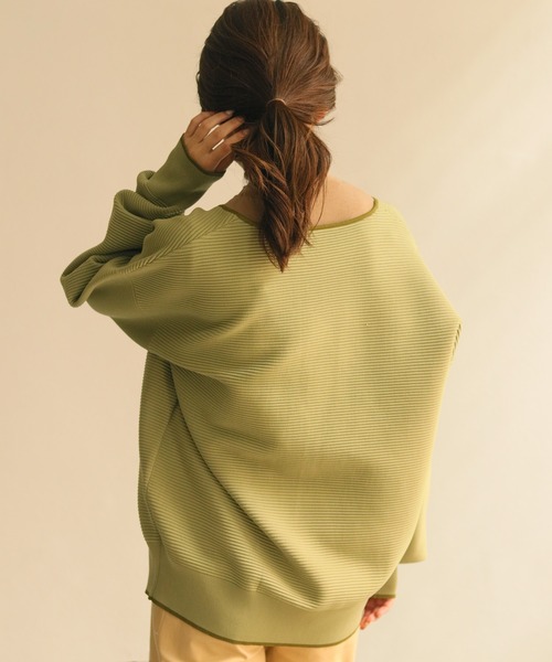 CLEIO(クレイオ)の「【CLEIO】リップル編み配色スリットネックニット(ニット/セーター・レディース・アイボリー/ベージュ/グリーン・FREE)」の22枚目の写真