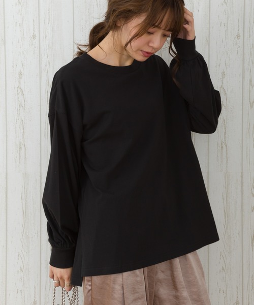 SpRay(スプレイ)の「サイドスリットロングTシャツ(Tシャツ/カットソー・レディース・オフホワイト/アイボリー/グレイッシュベージュ/チャコールグレー/ブラック・FREE)」の4枚目の写真