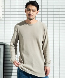 クルーネックロングスリーブワッフルTシャツ