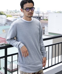 クルーネックロングスリーブワッフルTシャツ