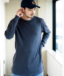 クルーネックロングスリーブワッフルTシャツ