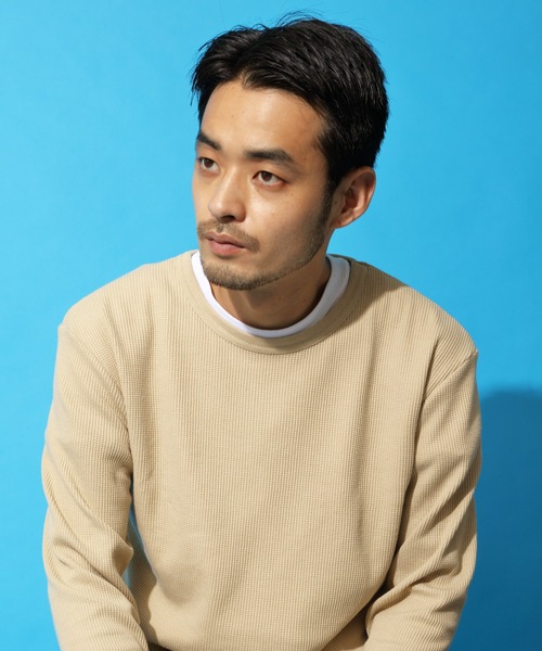 Beautiful Harmony（ビューティフルハーモニー）の「クルーネックロングスリーブワッフルTシャツ（Tシャツ/カットソー・メンズ・グレイッシュベージュ/ダークグレー/ベージュ/ネイビー/カーキ/ホワイト/ライトグレー/ダークブラウン/ブラック・SMALL/MEDIUM/LARGE/X-LARGE）」の15枚目の写真