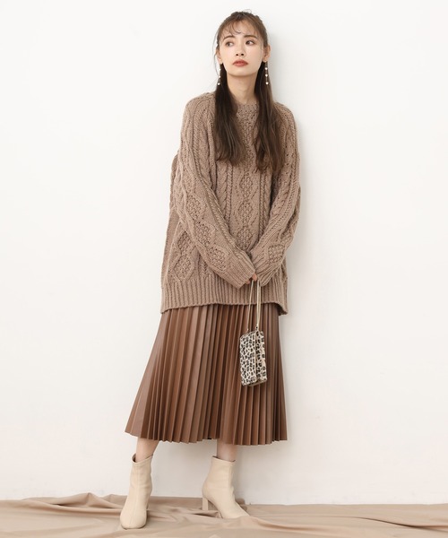 one after another NICE CLAUP（ワンアフターアナザーナイスクラップ）の「フェイクレザープリーツスカート（スカート・レディース・アイボリー/ブラウン/モカ・FREE）」の21枚目の写真