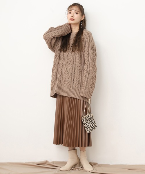 one after another NICE CLAUP（ワンアフターアナザーナイスクラップ）の「フェイクレザープリーツスカート（スカート・レディース・アイボリー/ブラウン/モカ・FREE）」の22枚目の写真