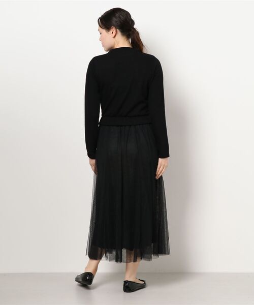 INTERPLANET（インタープラネット）の「【ＷＥＢ限定】リブニットソー＊チュール切替ワンピース（ワンピース・レディース・グレイッシュベージュ/ブラック・FREE）」の4枚目の写真