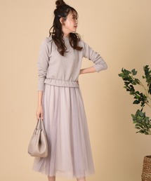 INTERPLANET | 【ＷＥＢ限定】リブニットソー＊チュール切替ワンピース(ワンピース)