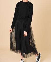 INTERPLANET | 【ＷＥＢ限定】リブニットソー＊チュール切替ワンピース(ワンピース)