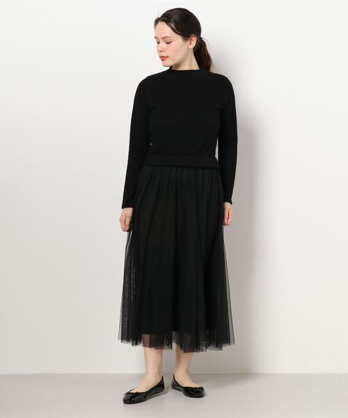 INTERPLANET（インタープラネット）の「【ＷＥＢ限定】リブニットソー＊チュール切替ワンピース（ワンピース・レディース・グレイッシュベージュ/ブラック・FREE）」の18枚目の写真