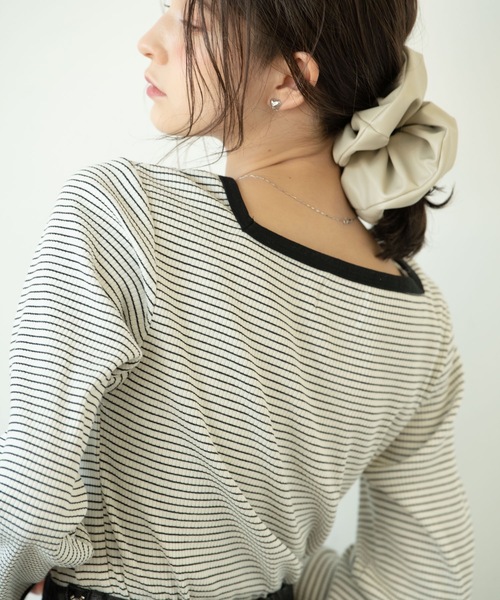 flowriri(フロウリリ)の「flowriri スクエアボーダーカットソー(Tシャツ/カットソー・レディース・ブラック/マスタード/ライトブルー・FREE)」の7枚目の写真